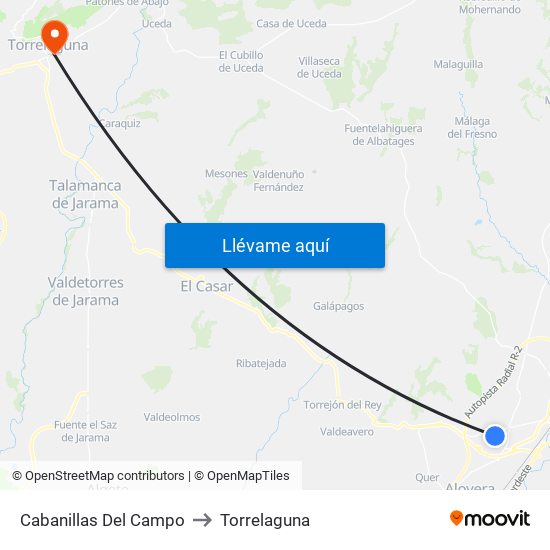 Cabanillas Del Campo to Torrelaguna map