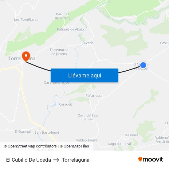El Cubillo De Uceda to Torrelaguna map