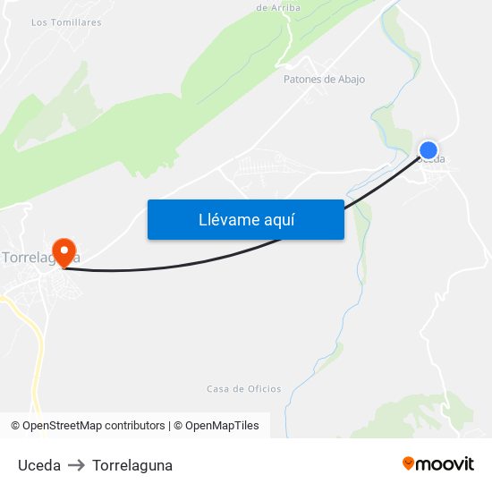 Uceda to Torrelaguna map