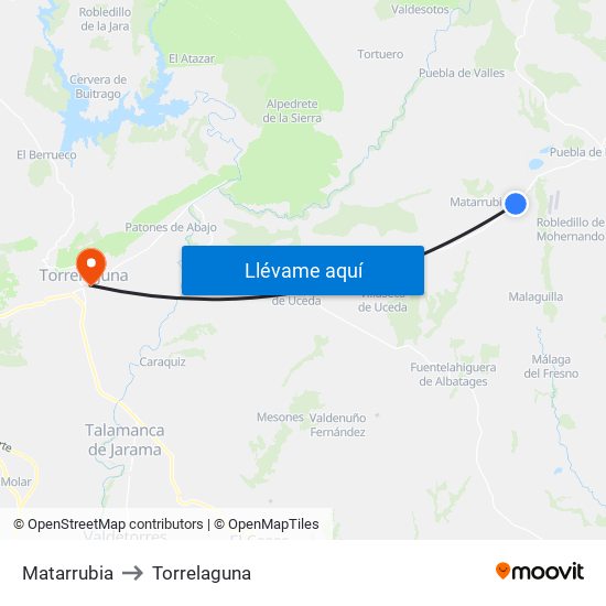 Matarrubia to Torrelaguna map