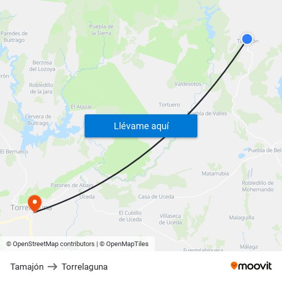 Tamajón to Torrelaguna map