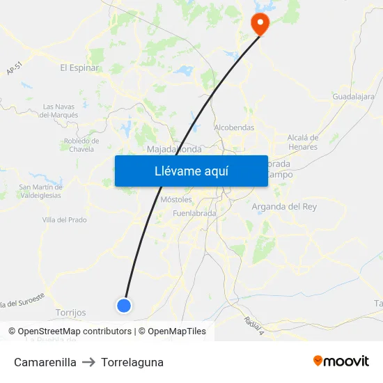 Camarenilla to Torrelaguna map