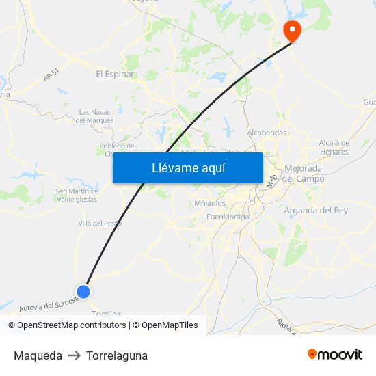Maqueda to Torrelaguna map