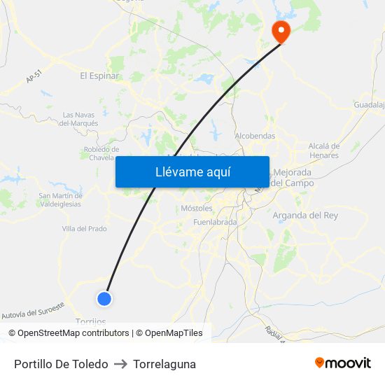 Portillo De Toledo to Torrelaguna map