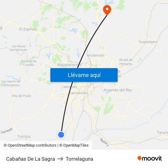 Cabañas De La Sagra to Torrelaguna map
