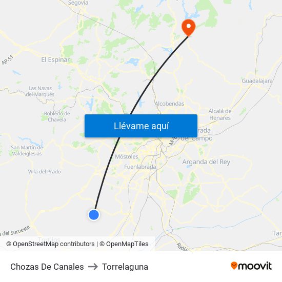 Chozas De Canales to Torrelaguna map