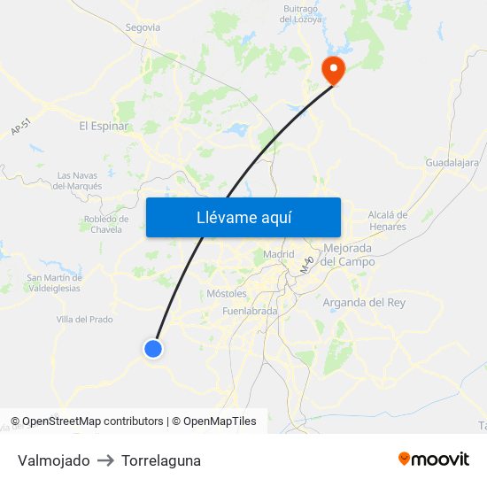 Valmojado to Torrelaguna map