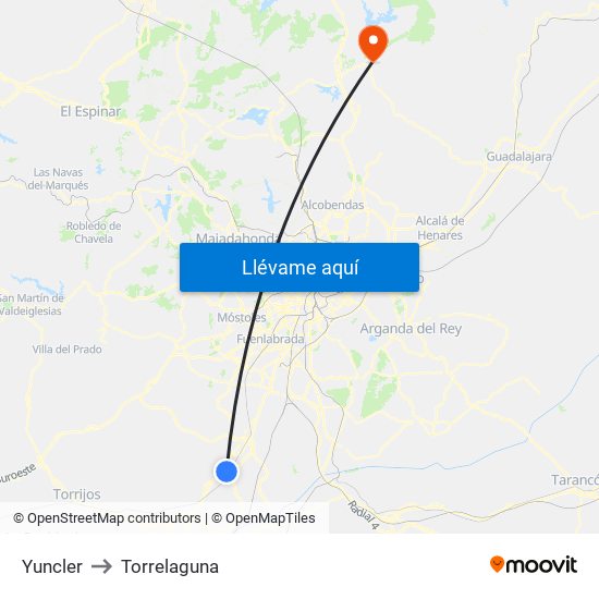 Yuncler to Torrelaguna map