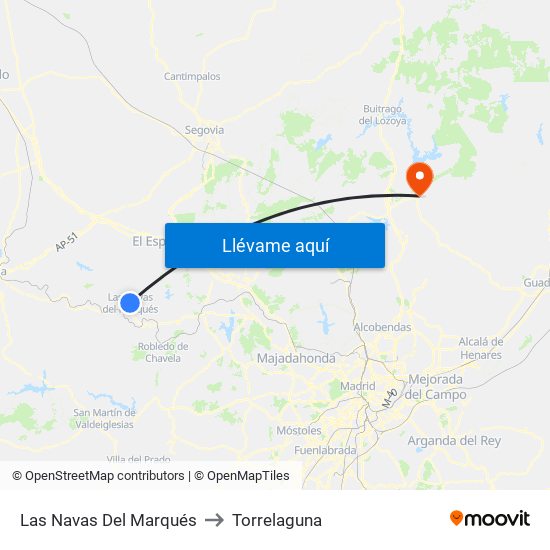 Las Navas Del Marqués to Torrelaguna map