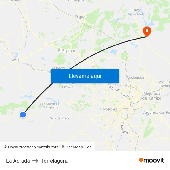 La Adrada to Torrelaguna map