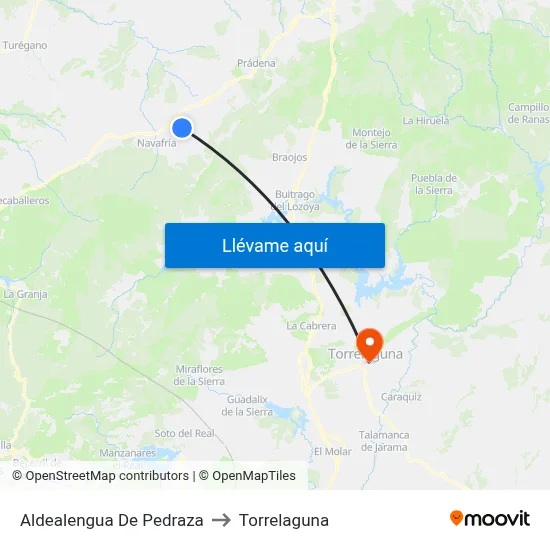 Aldealengua De Pedraza to Torrelaguna map