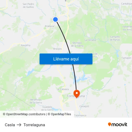 Casla to Torrelaguna map