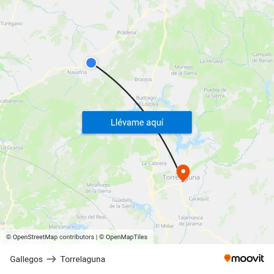 Gallegos to Torrelaguna map