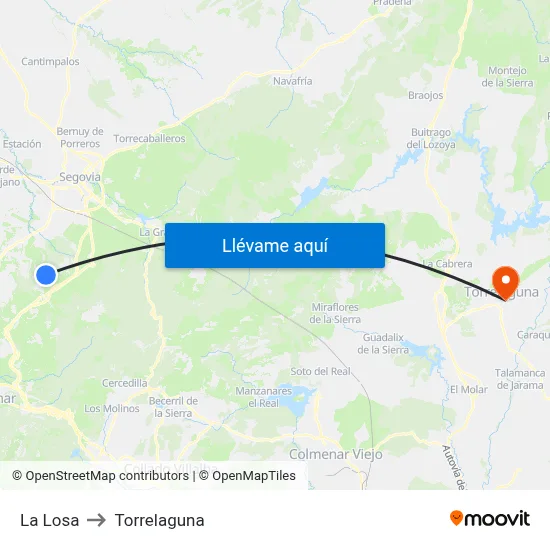 La Losa to Torrelaguna map