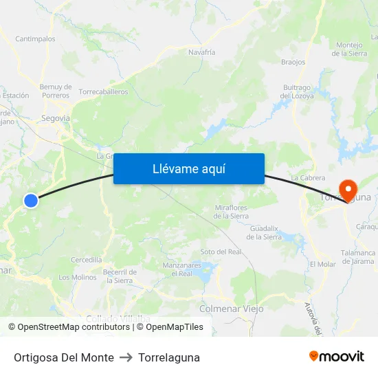 Ortigosa Del Monte to Torrelaguna map