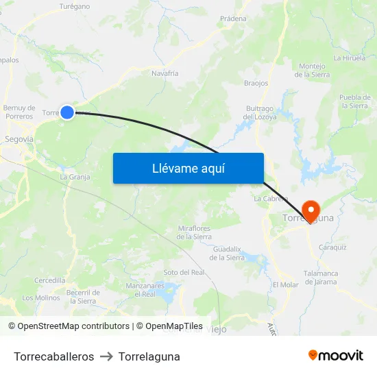 Torrecaballeros to Torrelaguna map