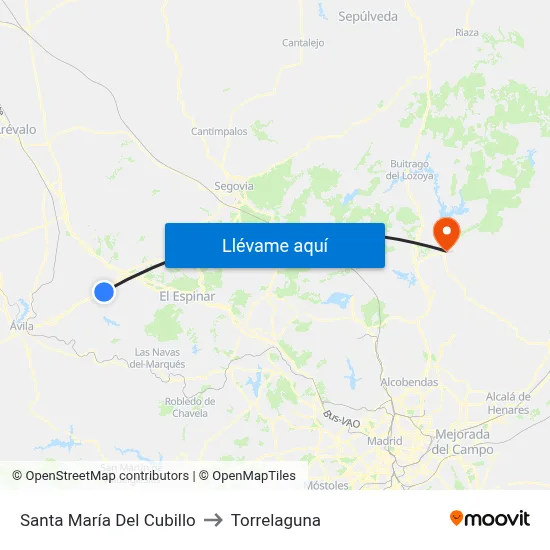 Santa María Del Cubillo to Torrelaguna map
