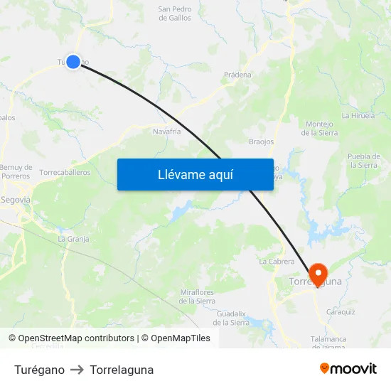 Turégano to Torrelaguna map