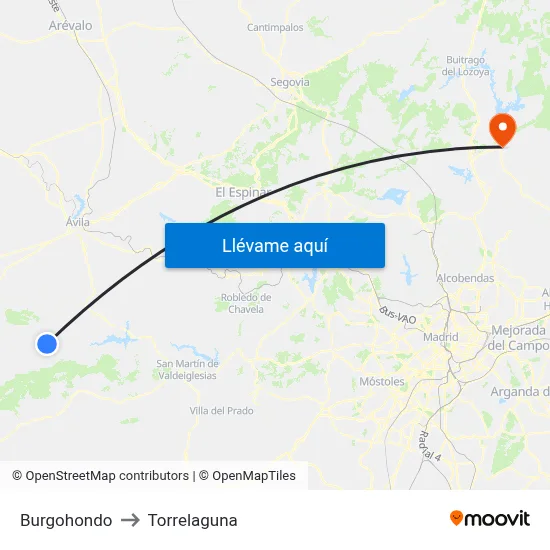 Burgohondo to Torrelaguna map