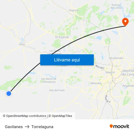 Gavilanes to Torrelaguna map