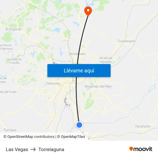 Las Vegas to Torrelaguna map