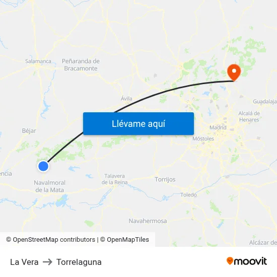 La Vera to Torrelaguna map