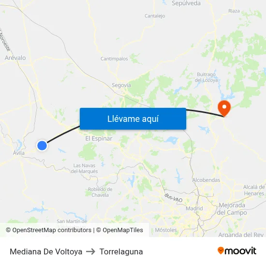 Mediana De Voltoya to Torrelaguna map