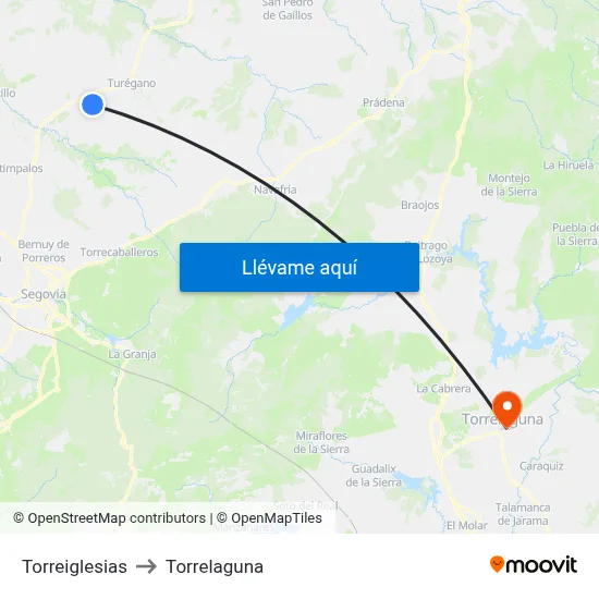 Torreiglesias to Torrelaguna map
