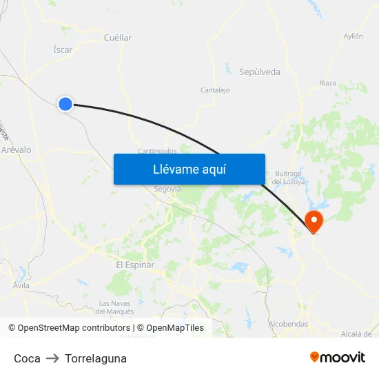 Coca to Torrelaguna map