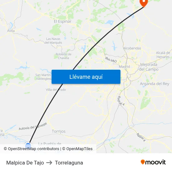 Malpica De Tajo to Torrelaguna map
