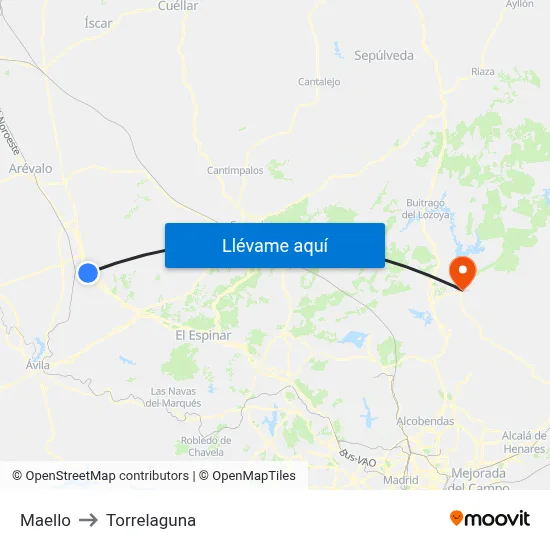 Maello to Torrelaguna map