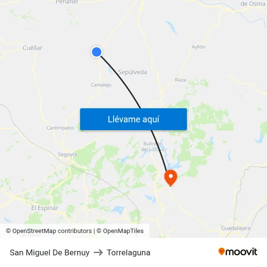 San Miguel De Bernuy to Torrelaguna map