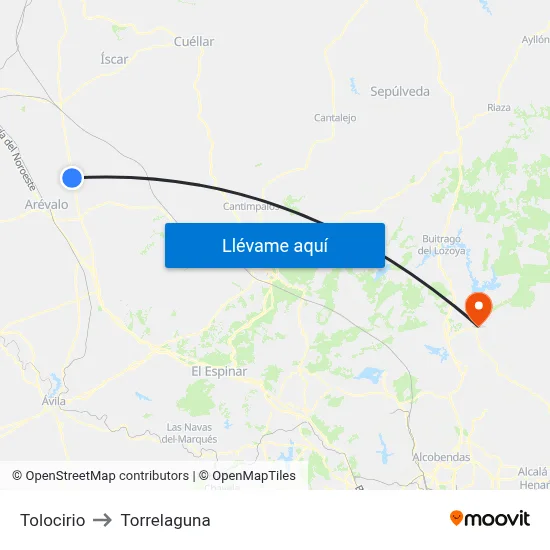 Tolocirio to Torrelaguna map