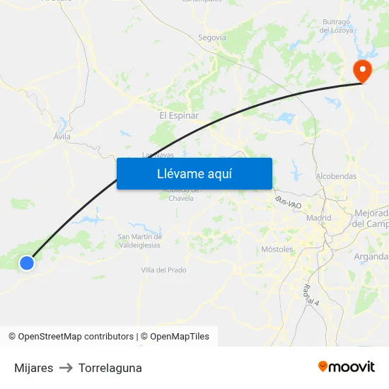 Mijares to Torrelaguna map