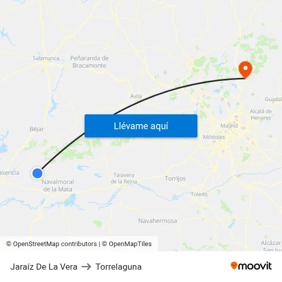 Jaraíz De La Vera to Torrelaguna map