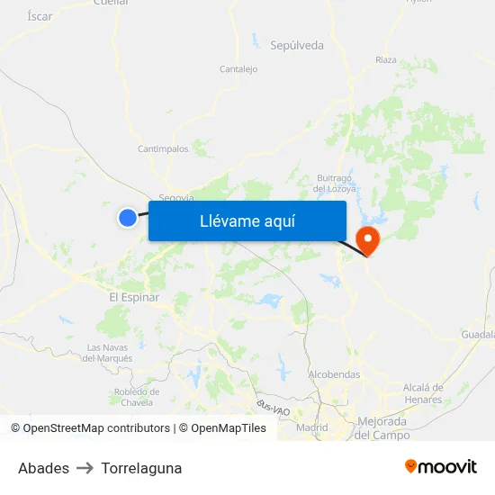 Abades to Torrelaguna map