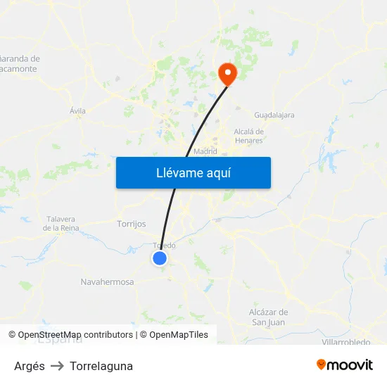 Argés to Torrelaguna map