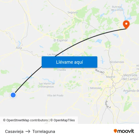 Casavieja to Torrelaguna map