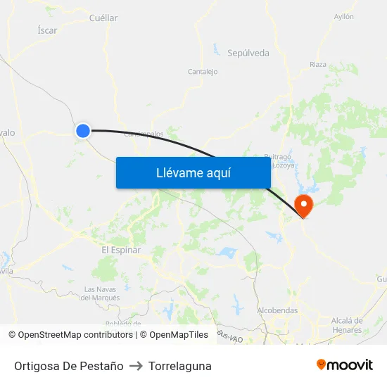 Ortigosa De Pestaño to Torrelaguna map