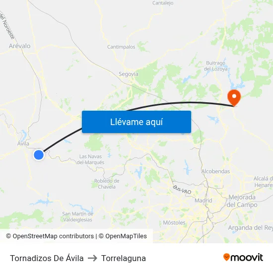Tornadizos De Ávila to Torrelaguna map