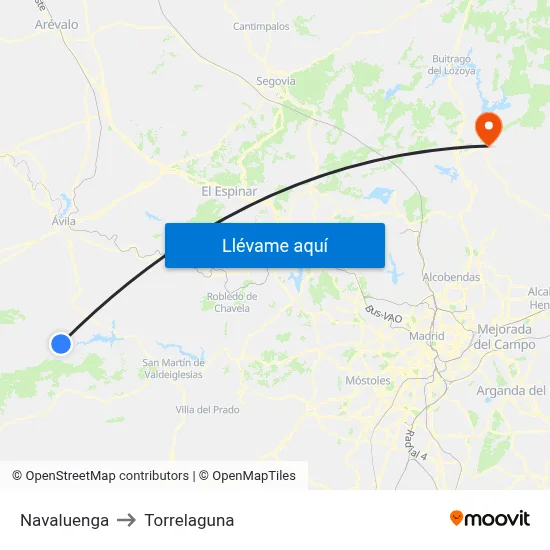 Navaluenga to Torrelaguna map