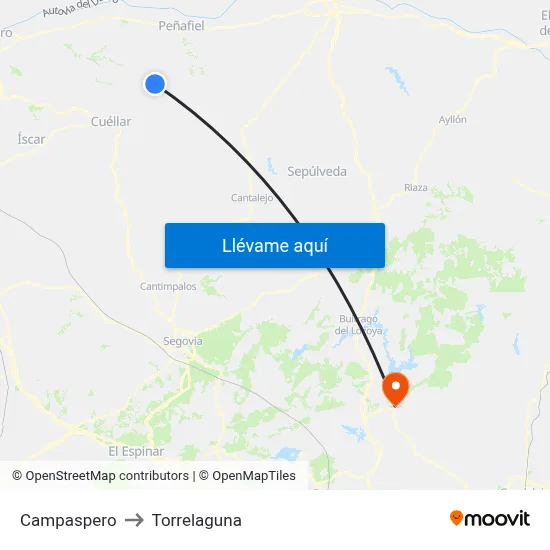Campaspero to Torrelaguna map