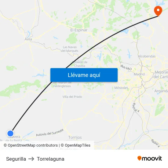 Segurilla to Torrelaguna map