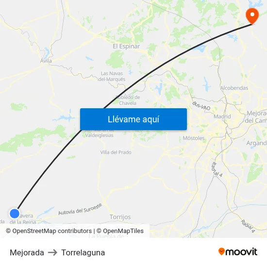 Mejorada to Torrelaguna map