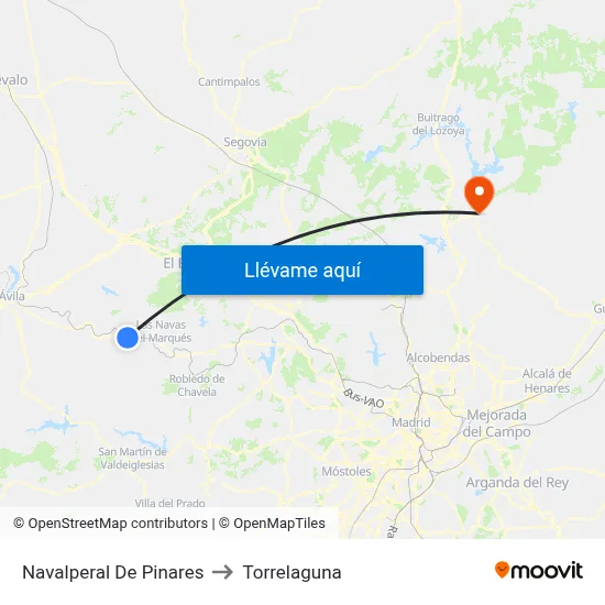Navalperal De Pinares to Torrelaguna map