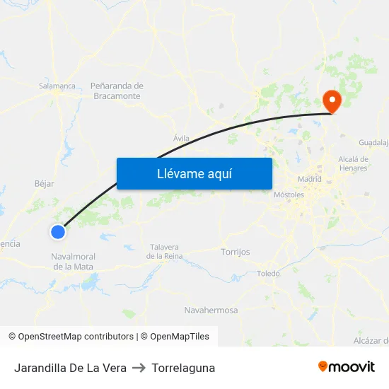 Jarandilla De La Vera to Torrelaguna map