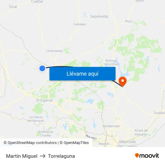 Martín Miguel to Torrelaguna map