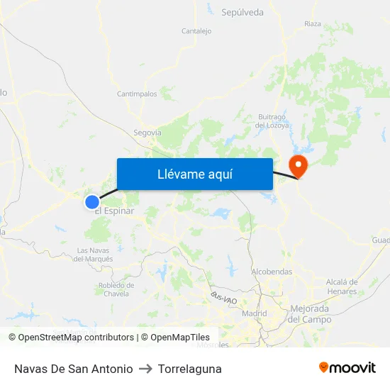 Navas De San Antonio to Torrelaguna map