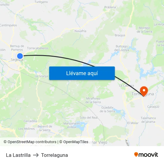 La Lastrilla to Torrelaguna map