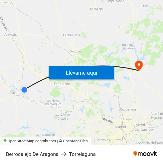 Berrocalejo De Aragona to Torrelaguna map